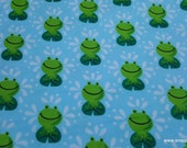 Flannel Fabric - Frog on Lily Pad - By the Yard - 100% Cotton Flannel