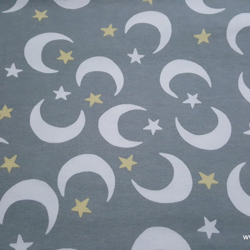 Flannel Fabric Sleepy Gray Moon and Stars by the Yard - Etsy