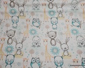 Flannel Fabric - Cuddle Me Animals Allover - By the yard - 100% Cotton Flannel