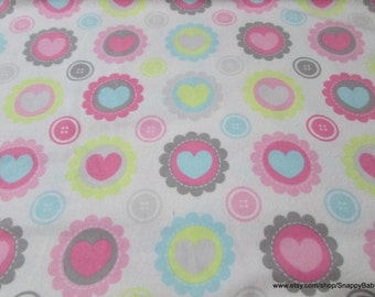 Flannel Fabric - Candy Limelight Hearts - By the yard - 100% Cotton Flannel