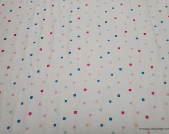 Remnant Flannel Fabric - Multi Dot on White - Choose your Size - 100% Cotton Flannel
