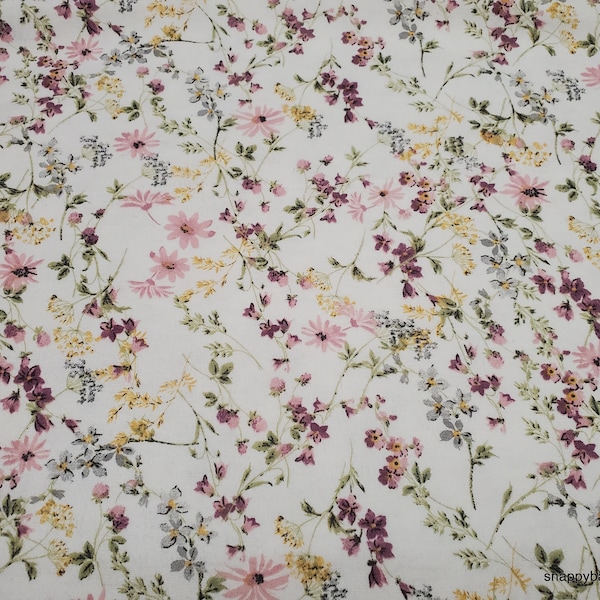 Flannel Fabric - Vintage Floral - By the yard - 100% Cotton Flannel