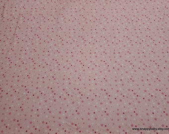 Flannel Fabric - Pink and White Stars - By the yard - 100% Cotton Flannel