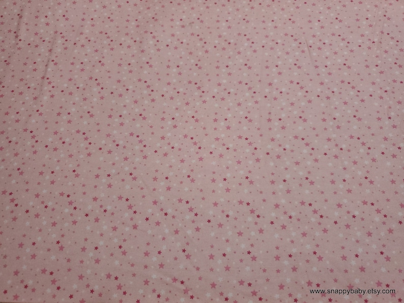 Flannel Fabric Pink and White Stars By the yard 100% Cotton Flannel image 1