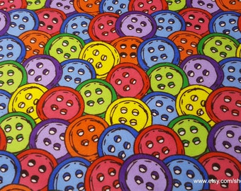 Flannel Fabric - Multi Color Buttons - By the yard - 100% Cotton Flannel