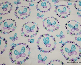Flannel Fabric - Butterfly Wreath - By the yard - 100% Cotton Flannel