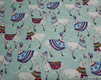 Flannel Fabric - Llamas in Scarves - By the yard - 100% Cotton Flannel