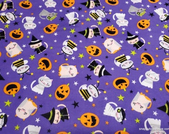 Flannel Fabric - Halloween Cats  - By the Yard - 100% Cotton Flannel