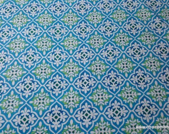 Flannel Fabric - Blue Green Geo - By the yard - 100% Cotton Flannel