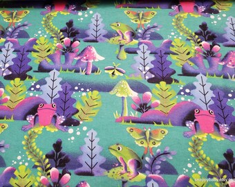 Flannel Fabric - Electric Garden Landscape - By the yard - 100% Cotton Flannel