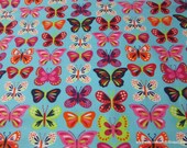 Flannel Fabric - Bright Butterflies Inline - By the yard - 100% Cotton Flannel