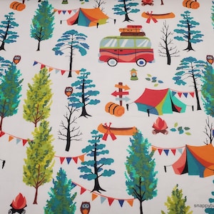 Flannel Fabric - Campers - By the Yard - 100% Cotton Flannel