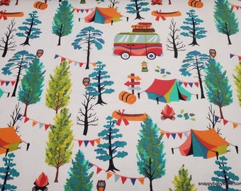 Flannel Fabric - Campers - By the Yard - 100% Cotton Flannel