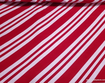 Christmas Flannel Fabric - Candy Cane Stripe - By the yard - 100% Cotton Flannel