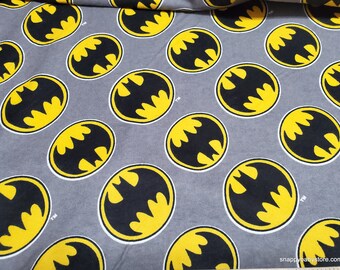 Character Flannel Fabric - Batman Logo - By the yard - 100% Cotton Flannel