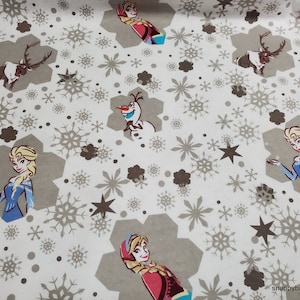 Character Flannel Fabric - Disney Frozen Snowflakes - By the yard - 100% Cotton Flannel