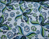 Flannel Fabric - Scroll Butterfly Blue - By the yard - 100% Cotton Flannel