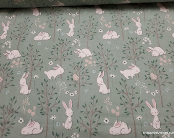 Flannel Fabric - Floppy Garden Bunny Allover - By the yard - 100% Cotton Flannel