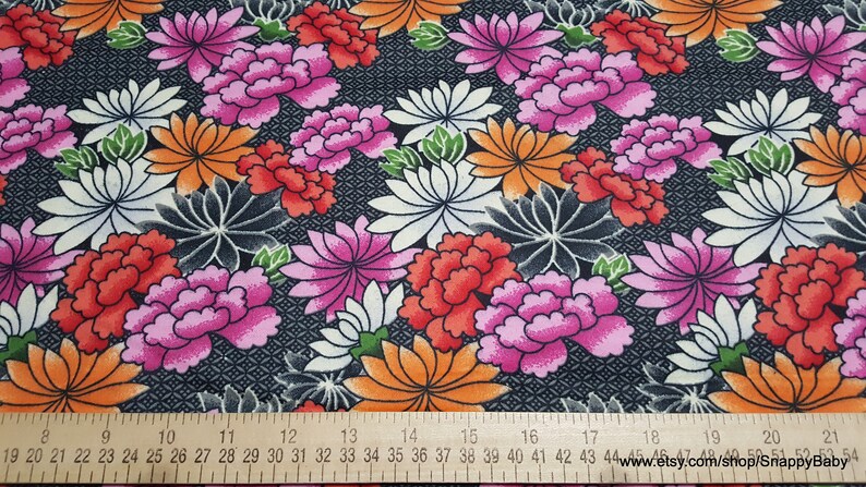 Flannel Fabric Sunset Flowers on Black By the yard 100% Cotton Flannel image 2