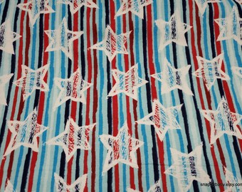Flannel Fabric - Doodle Stars and Stripes - By the yard - 100% Cotton Flannel