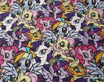 Character Flannel Fabric - My Little Pony Packed - By the yard - 100% Cotton Flannel