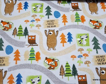 Flannel Fabric - Woodland Bear Trail - By the yard - 100% Cotton Flannel