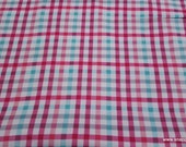 Flannel Fabric - Beetroot Aqua Plaid - By the yard - 100% Cotton Flannel