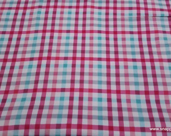 Flannel Fabric - Beetroot Aqua Plaid - By the yard - 100% Cotton Flannel