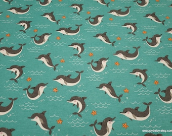 Flannel Fabric - Vacation Dolphins - By the yard - 100% Cotton Flannel