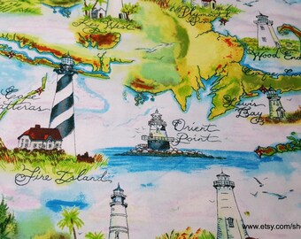 Flannel Fabric - Lighthouse Destinations - By the yard - 100% Cotton Flannel