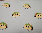 Flannel Fabric - Taco Faces - By the yard - 100% Cotton Flannel