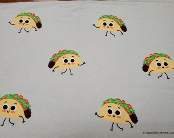Flannel Fabric - Taco Faces - By the yard - 100% Cotton Flannel