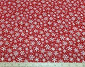 Christmas Flannel Fabric - Snowflakes Red - By the yard - 100% Cotton Flannel