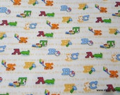 Flannel Fabric - ABC Friends - By the yard - 100% Cotton Flannel