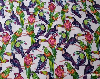 Flannel Fabric - Tropical Toucans - By the yard - 100% Cotton Flannel