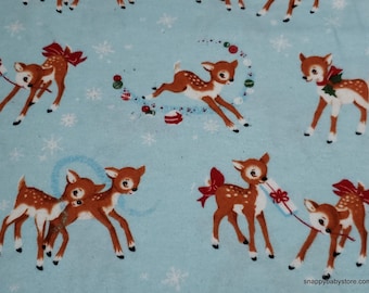 Remnant Flannel Fabric - Very Merry Reindeer - Choose your Size - 100% Cotton Flannel
