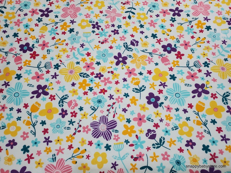 Flannel Fabric Girl Power Floral By the Yard 100% Cotton Flannel image 1