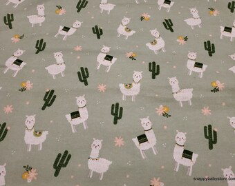 Flannel Fabric - Llama and Cactus - By the yard - 100% Cotton Flannel