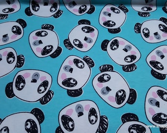 Flannel Fabric - Pandas Faces Tossed - By the yard - 100% Cotton Flannel