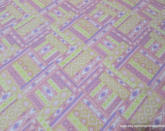 Flannel Fabric - Ikat Diamond Pastel Pink Yellow - By the yard - 100% Cotton Flannel