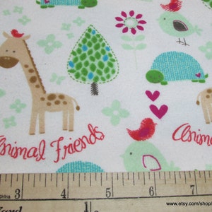 Flannel Fabric Animal Friends By the yard 100% Cotton Flannel image 2