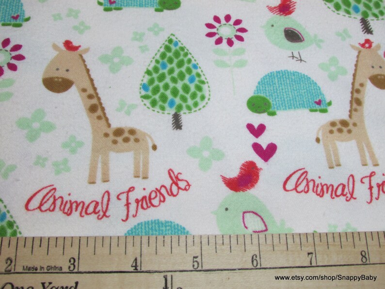 Flannel Fabric Animal Friends By the yard 100% Cotton Flannel image 2