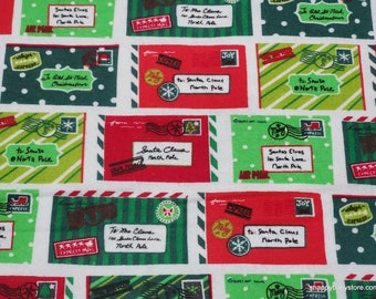 Christmas Flannel Fabric - North Pole Postcards - By the yard - 100% Cotton Flannel