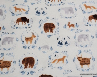 Premium Flannel Fabric - Brave Enough Wild Animals on White Premium - By the yard - 100% Premium Cotton Flannel