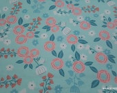 Flannel Fabric - Hanna Mint Pink Floral - By the yard - 100% Cotton Flannel