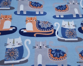 Flannel Fabric - Patterned Trap Cat - By the yard - 100% Cotton Flannel