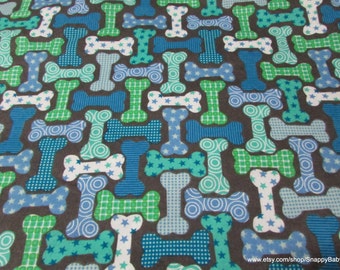 Flannel Fabric - Patterned Dog Bones - By the yard - 100% Cotton Flannel
