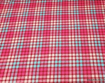 Premium Flannel Fabric - Azalea Mammoth Plaid Crepe Weave Double Sided Print - By the yard - 100% Cotton Flannel