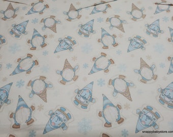 Christmas Premium Flannel Fabric - I Love Sn'Gnomies Gnome Snow Angels Premium - By the yard - 100% Premium Cotton Flannel