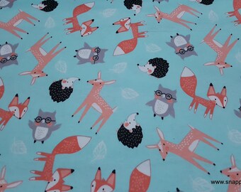 Flannel Fabric - Wilderness Friends Tossed - By the yard - 100% Cotton Flannel